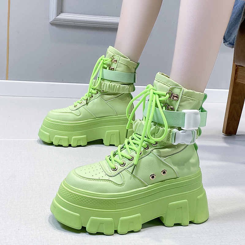 Height-increasing Thick-soled Boots Wedge Heel Lace-up Decorative Shoes Fashion Winter Boots