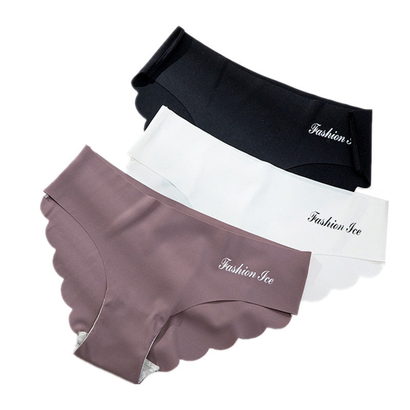 Panties Seamless Panty Set Solid Invisible Underwear Sexy Low Waist Briefs Underpants Lingerie 3 Pcs