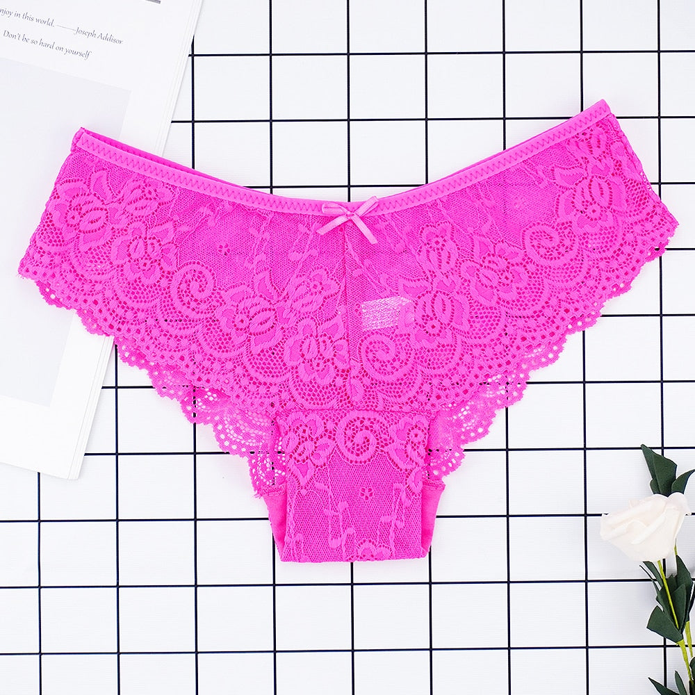 Fashion Sexy Full Lace Panties Transparent Briefs Low Cut Panty Breathable