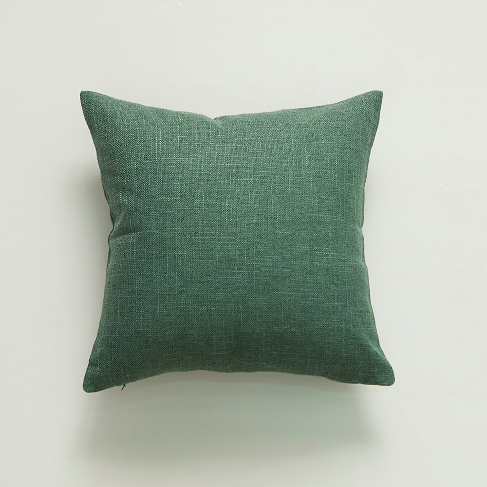 Home Decorative Pure Color Cotton Hemp Tassel Pillow Cover For Home Simple Art Style Square Pillow Cushion Cover