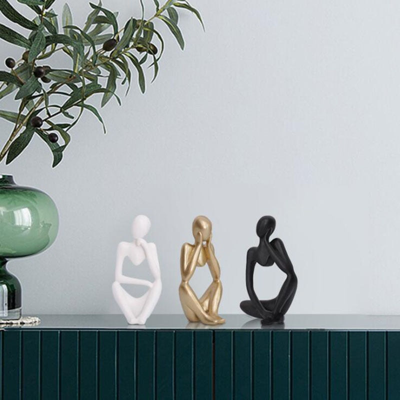 Home Decoration Resin Sculpture Thinker Abstract Statue Art European Style for Home Decor Modern Office Shelf Desktop