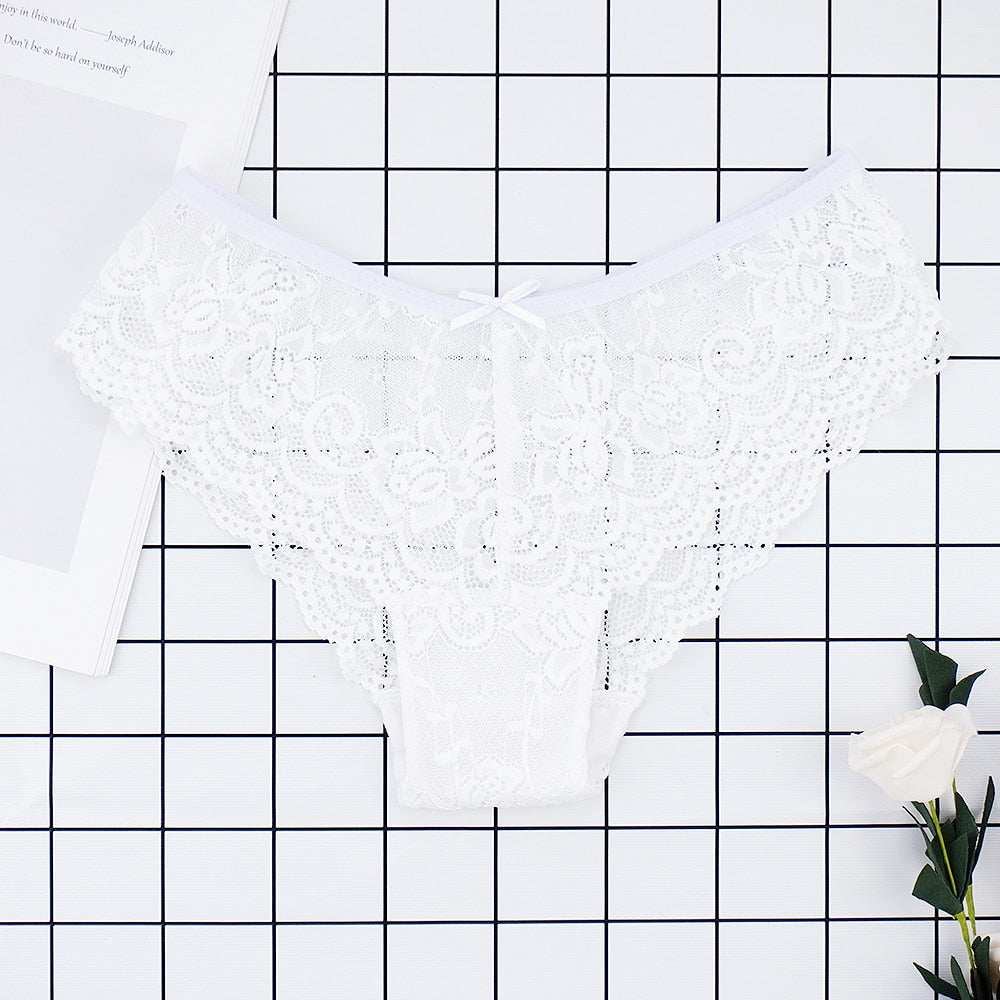 Fashion Sexy Full Lace Panties Transparent Briefs Low Cut Panty Breathable