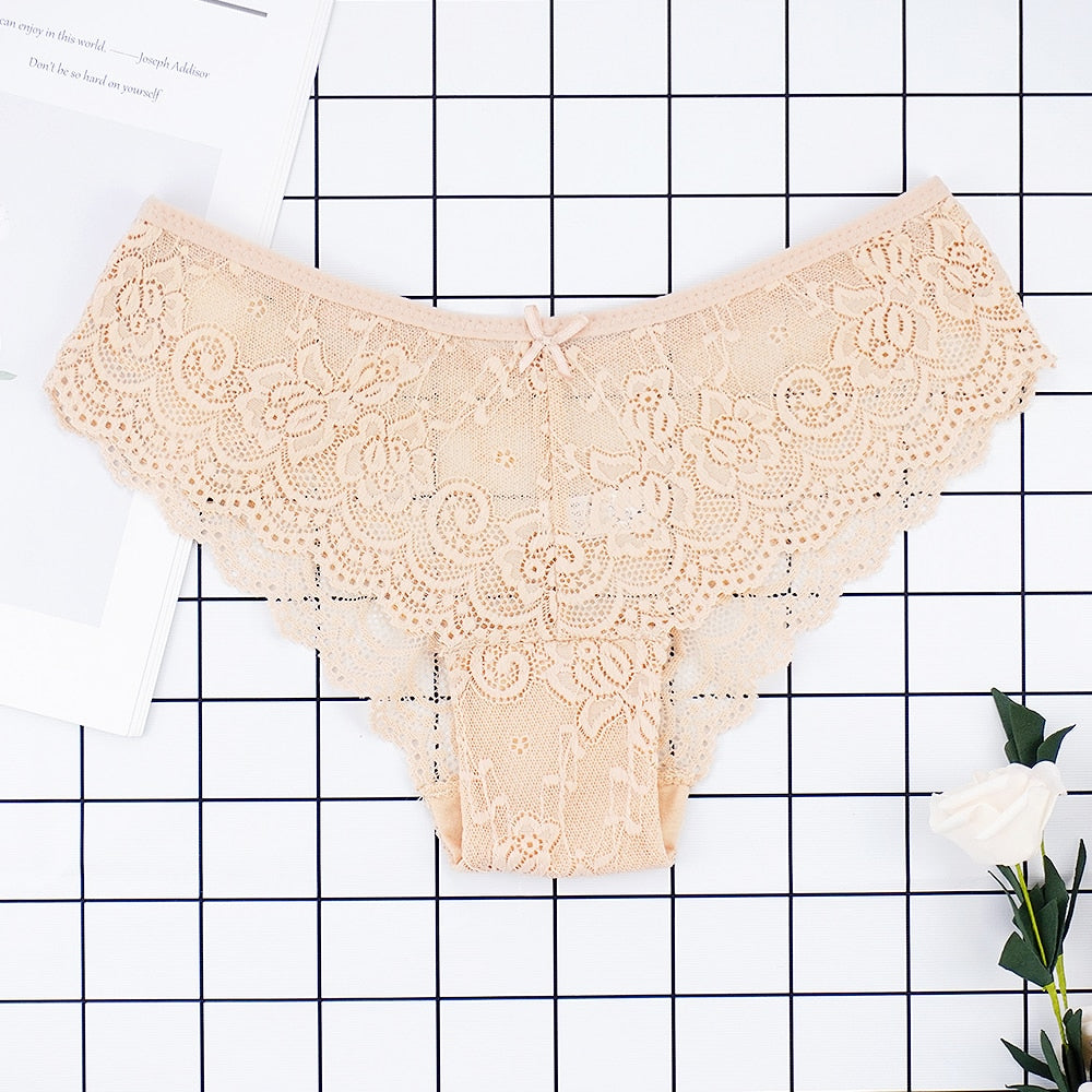 Fashion Sexy Full Lace Panties Transparent Briefs Low Cut Panty Breathable