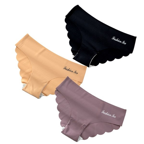 Panties Seamless Panty Set Solid Invisible Underwear Sexy Low Waist Briefs Underpants Lingerie 3 Pcs