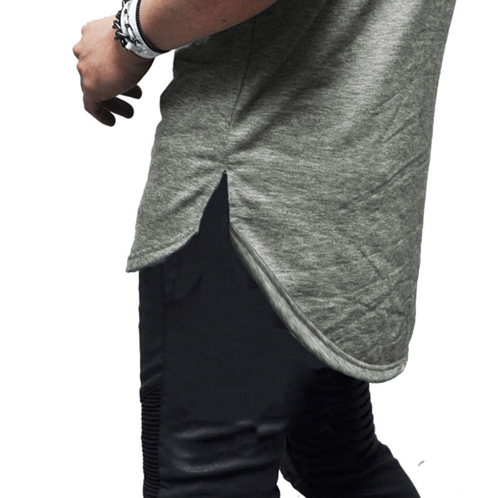 Fashion Asymmetrical Short Sleeve Zipper T-shirt Fashion Curved Hem Cotton