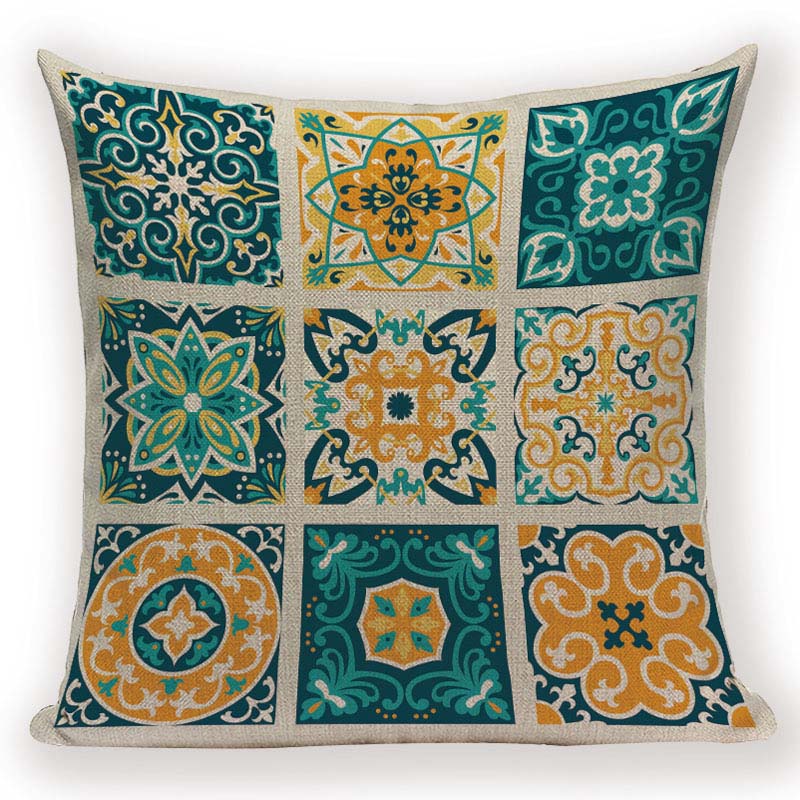 Boho Retro Pillow Case Abstract Geometric Decoration Throw Pillows Square Cushion Cover Home Decoration Bed Sofa Cushions Cover