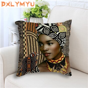 Decorative Cushion Colorful African Women Art Painting Decorative Sofa Throw Pillow Cotton Linen Cushion Sofa Car Home Decor