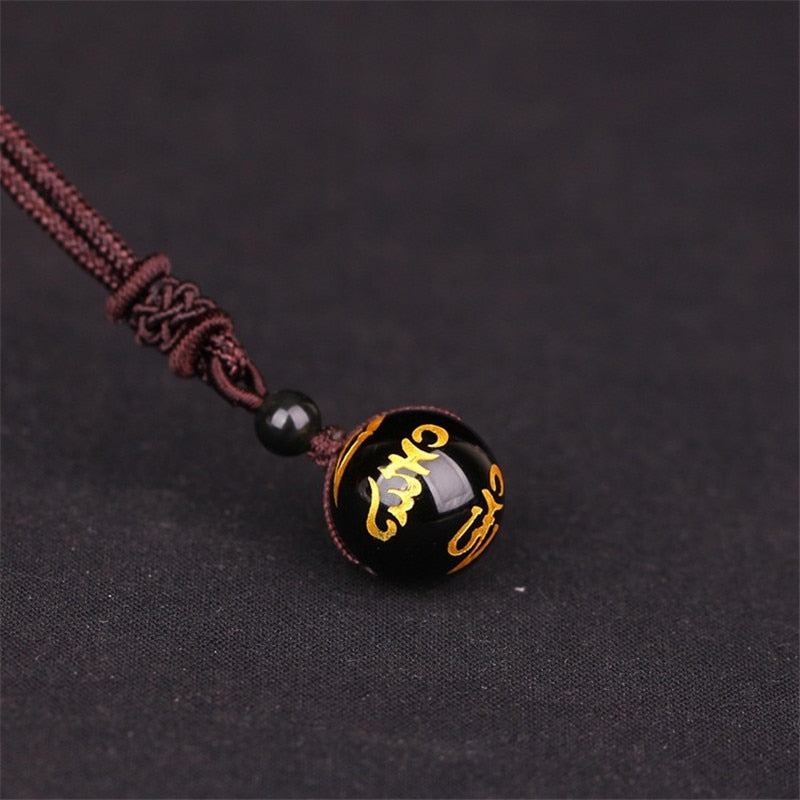 High Quality Love Jewelry Obsidian Tiger Eye Stone Beads Ball Transfer Pendant Necklace For Women Men