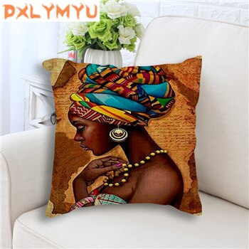 Decorative Cushion Colorful African Women Art Painting Decorative Sofa Throw Pillow Cotton Linen Cushion Sofa Car Home Decor