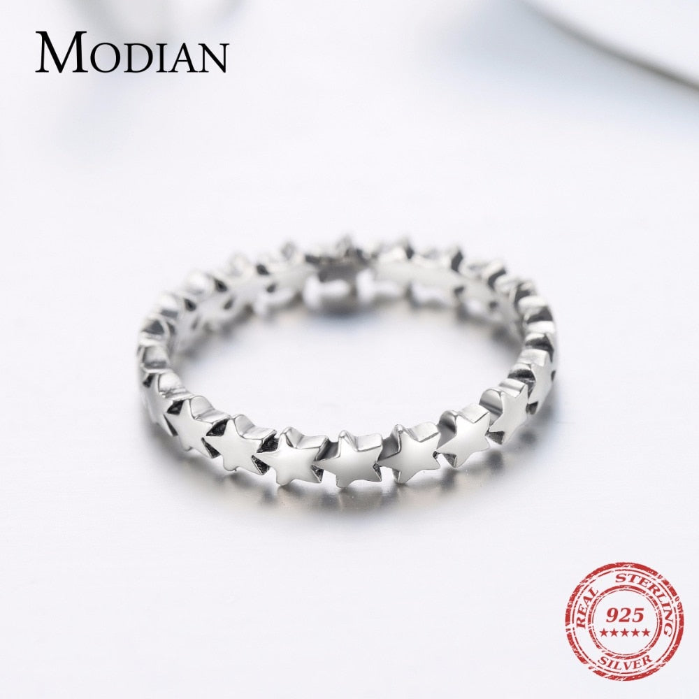 Moidan Genuine Star Real 925 sterling silver jewelry Trail Stackable Wedding Finger Stars Ring New Fashion Style Rings