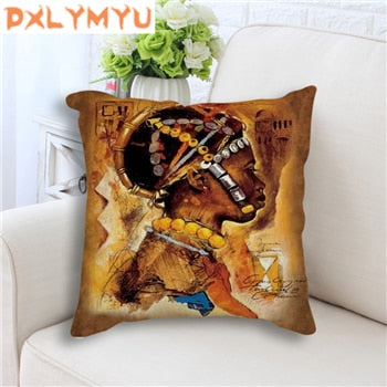 Decorative Cushion Colorful African Women Art Painting Decorative Sofa Throw Pillow Cotton Linen Cushion Sofa Car Home Decor