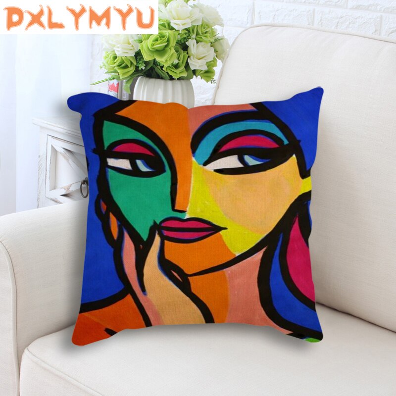 Cushion Exaggerated Woman Oil Painting Design