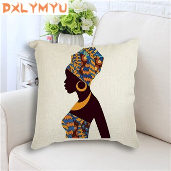 Decorative Cushion Colorful African Women Art Painting Decorative Sofa Throw Pillow Cotton Linen Cushion Sofa Car Home Decor