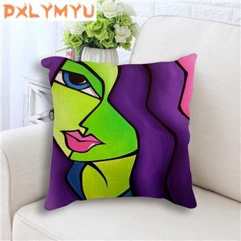 Cushion Exaggerated Woman Oil Painting Design
