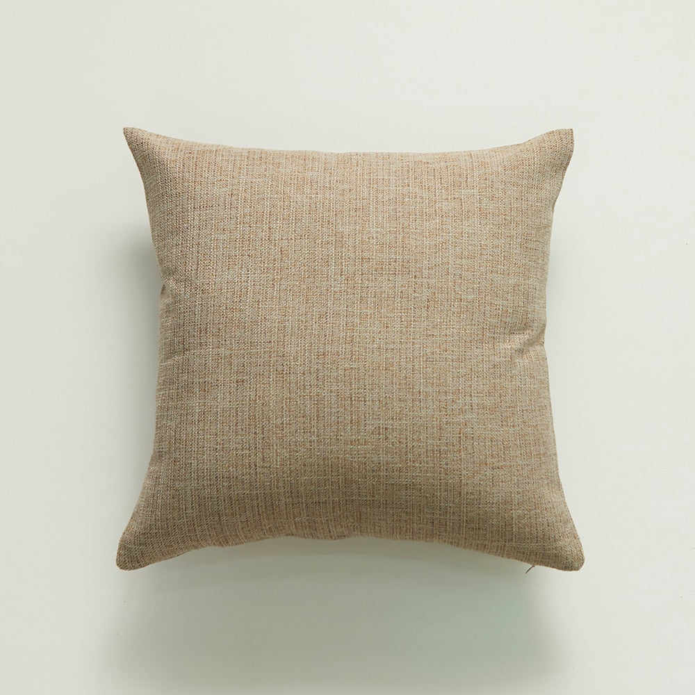 Home Decorative Pure Color Cotton Hemp Tassel Pillow Cover For Home Simple Art Style Square Pillow Cushion Cover