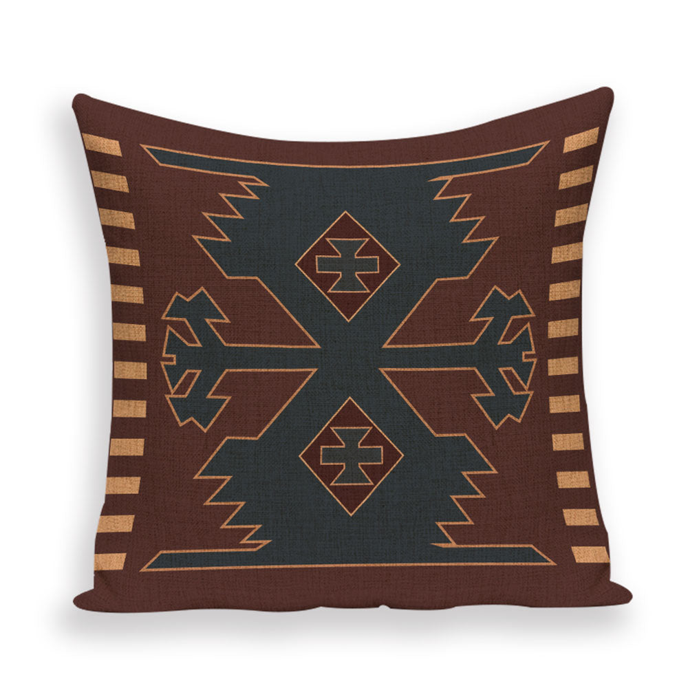 African Style Cushion Cover, African Style Pillow Case Linen Print Color Cloth for Sofa Throw Pillows