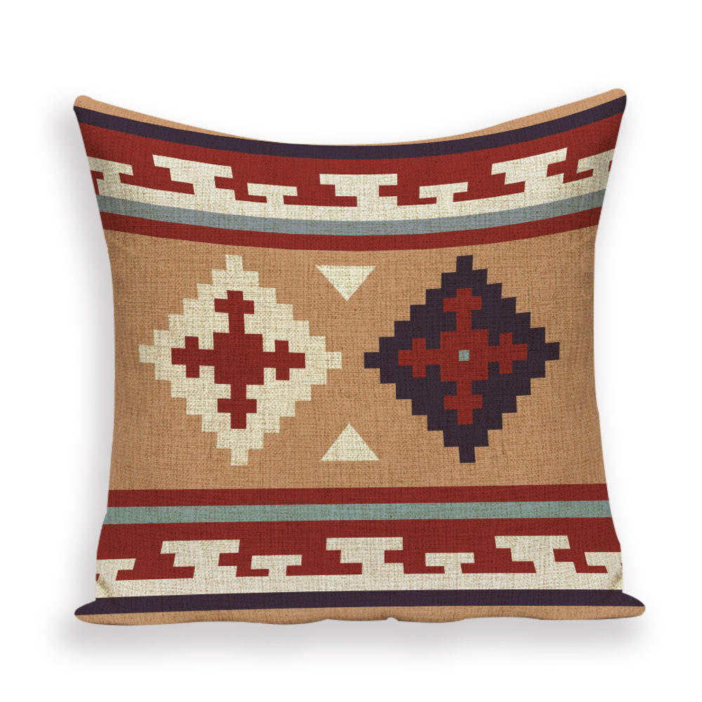 African Style Cushion Cover, African Style Pillow Case Linen Print Color Cloth for Sofa Throw Pillows