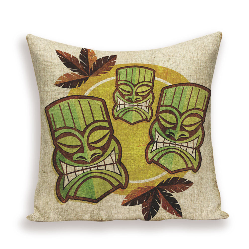 African Style Cushion Cover, African Style Pillow Case Linen Print Color Cloth for Sofa Throw Pillows
