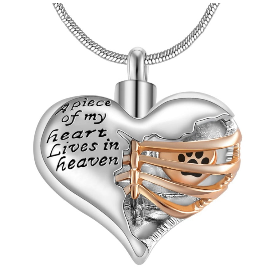 Locket A piece of my heart lives in Heaven, Two Tone Locket Heart necklace jewelry keepsake pendant