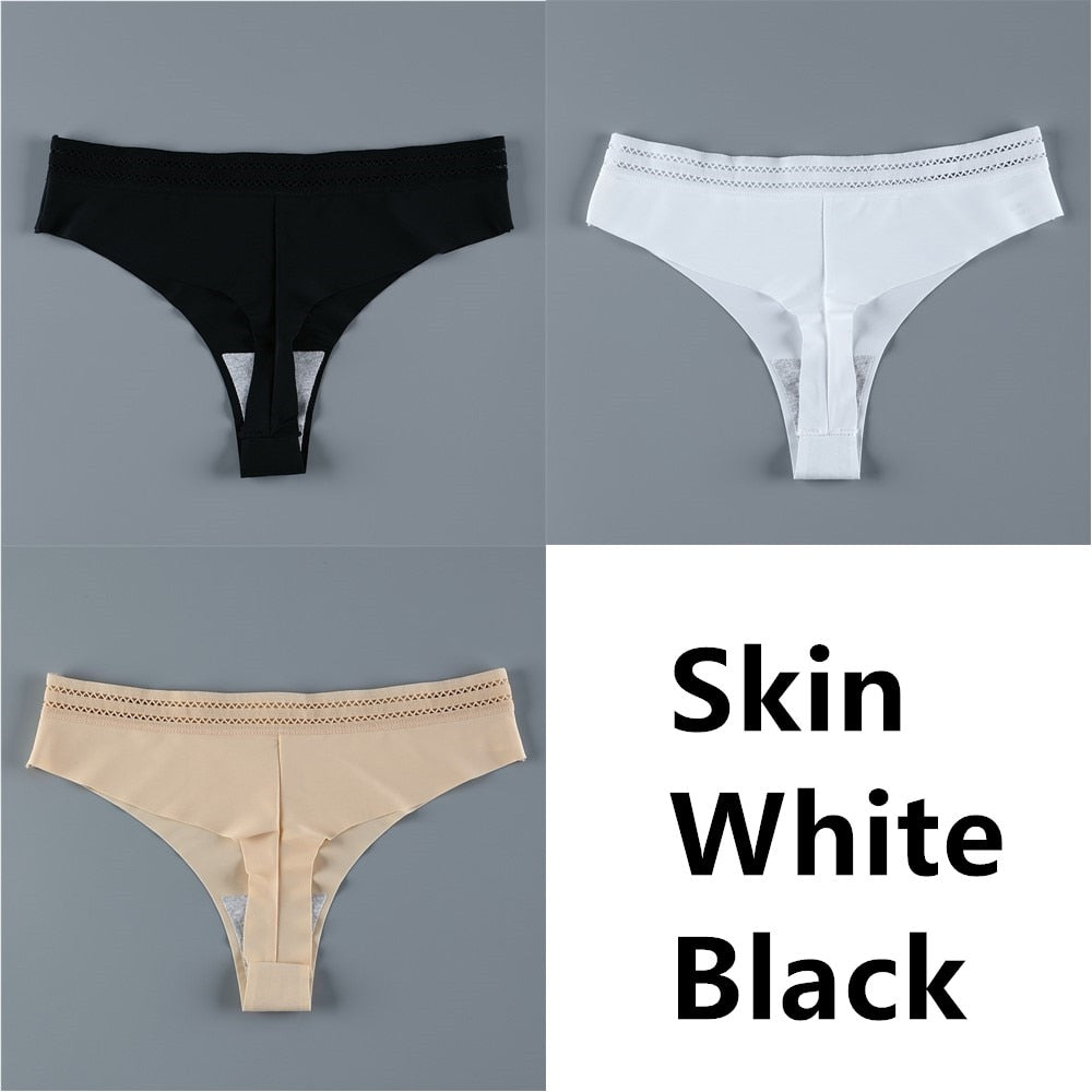 Panties Seamless Panty Set Solid Invisible Underwear Sexy Low Waist Briefs Underpants Lingerie 3 Pcs