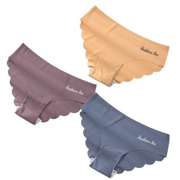 Panties Seamless Panty Set Solid Invisible Underwear Sexy Low Waist Briefs Underpants Lingerie 3 Pcs