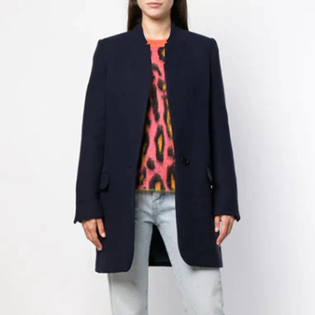 Women Trench Long Coat Autumn Winter Lapel Long Sleeve Coats Office Ladies Solid Slim Overcoat Outwear Abrigo Mujer