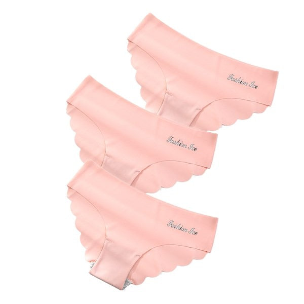 Panties Seamless Panty Set Solid Invisible Underwear Sexy Low Waist Briefs Underpants Lingerie 3 Pcs