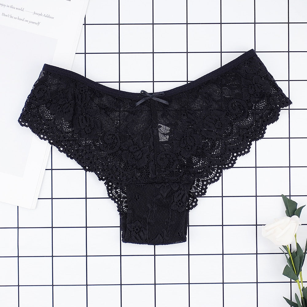 Fashion Sexy Full Lace Panties Transparent Briefs Low Cut Panty Breathable