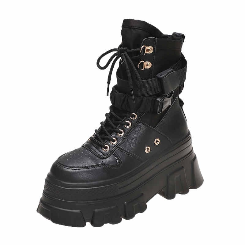 Height-increasing Thick-soled Boots Wedge Heel Lace-up Decorative Shoes Fashion Winter Boots