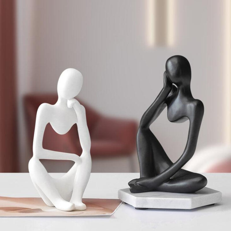 Home Decoration Resin Sculpture Thinker Abstract Statue Art European Style for Home Decor Modern Office Shelf Desktop