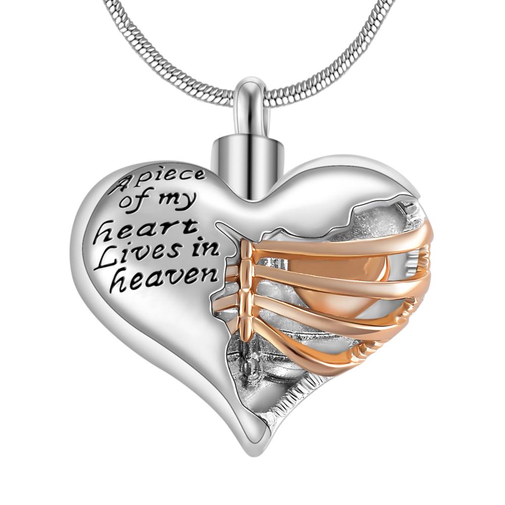 Locket A piece of my heart lives in Heaven, Two Tone Locket Heart necklace jewelry keepsake pendant