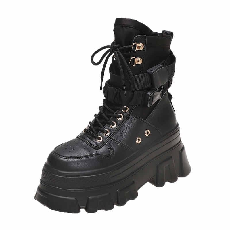 Height-increasing Thick-soled Boots Wedge Heel Lace-up Decorative Shoes Fashion Winter Boots