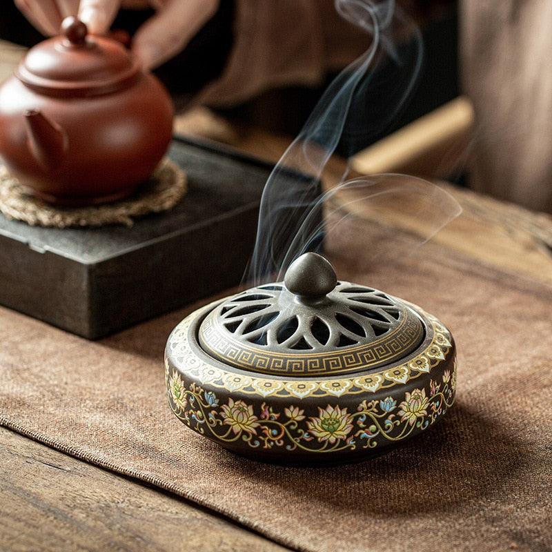 Ceramic Incense Burner Holder Coil Cones Stick Incense Home Decor Tearoom Yoga Room Desktop Ornaments 8 Styles