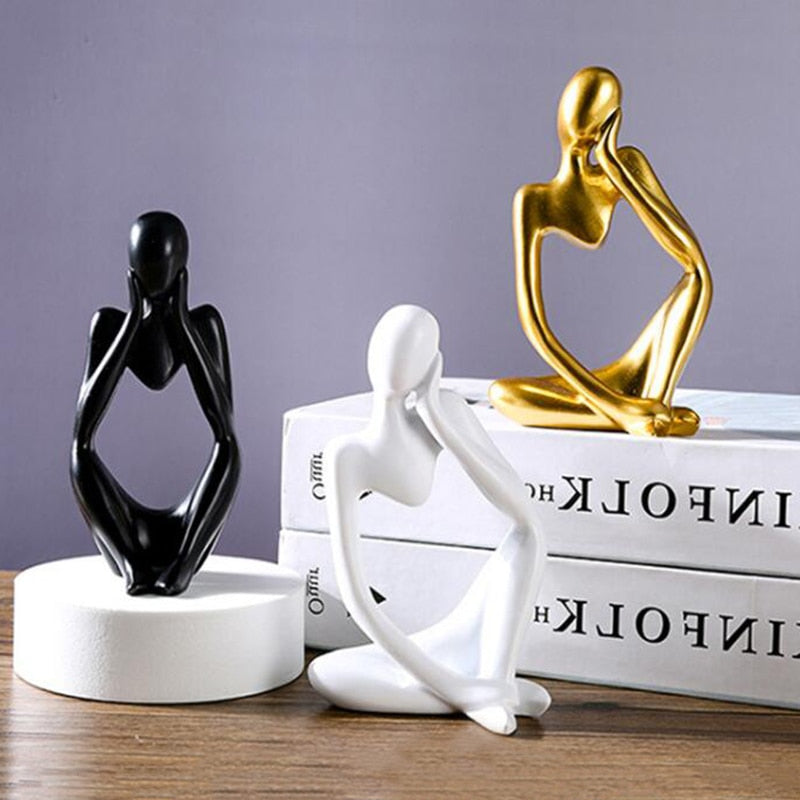 Home Decoration Resin Sculpture Thinker Abstract Statue Art European Style for Home Decor Modern Office Shelf Desktop
