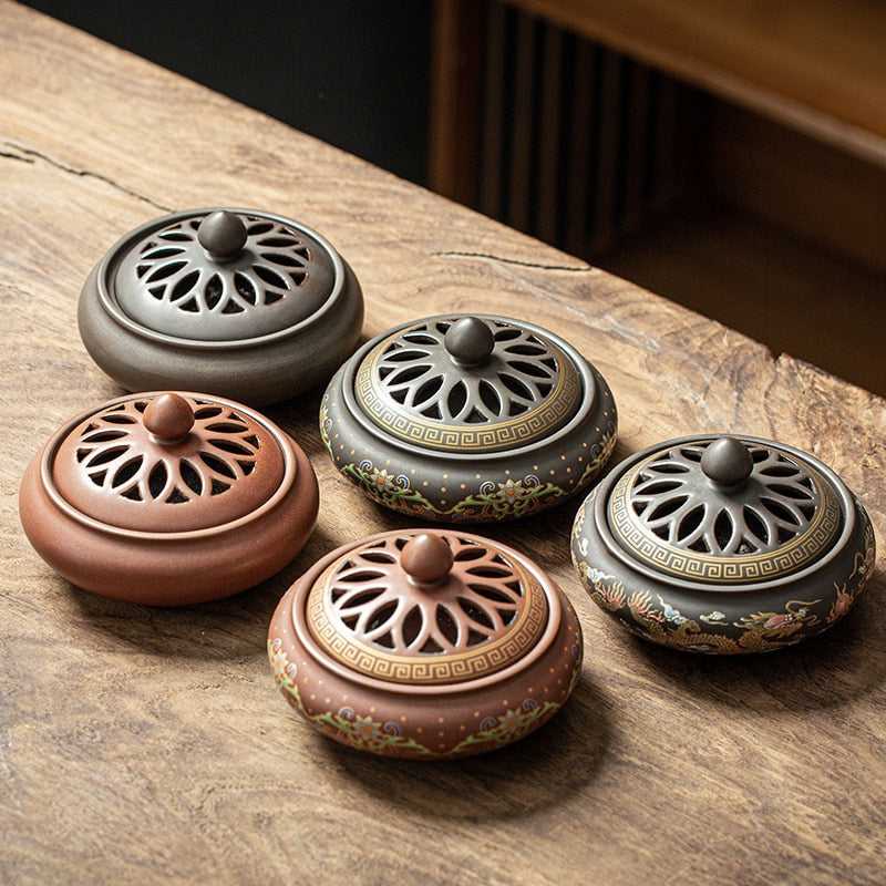 Ceramic Incense Burner Holder Coil Cones Stick Incense Home Decor Tearoom Yoga Room Desktop Ornaments 8 Styles