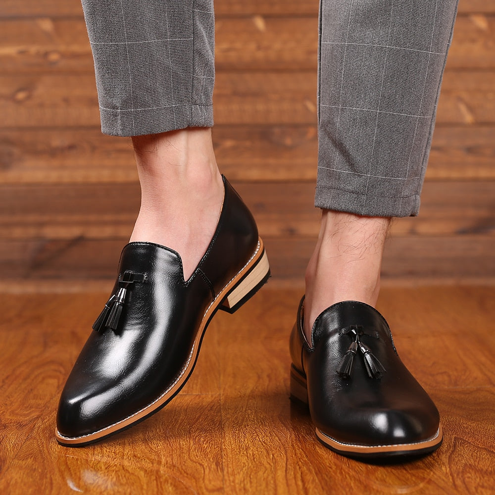 British Style Dress Shoes Leather Wedding Shoes Flats Leather Oxfords Shoes
