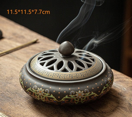 Ceramic Incense Burner Holder Coil Cones Stick Incense Home Decor Tearoom Yoga Room Desktop Ornaments 8 Styles