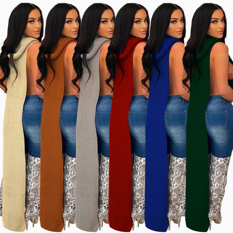 HAOYUAN Sexy Knitted Side Split Sweater Sleeveless Spring Y2k Outfits Birthday Party Long Maxi Dresses