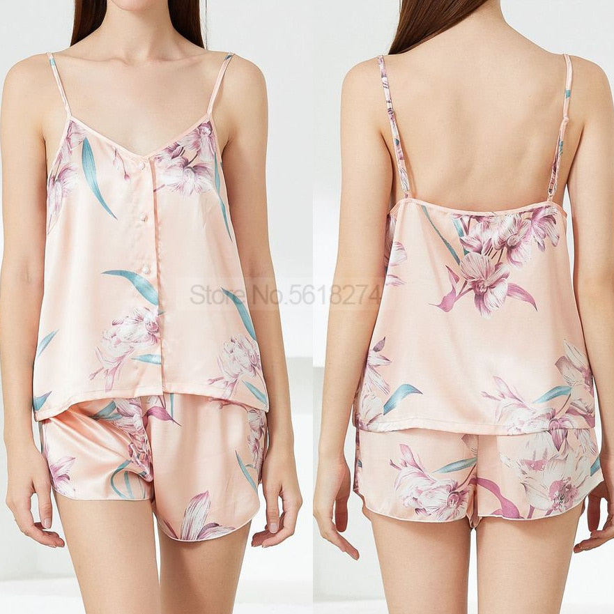 Print Flower Nighty&Robe Suit Sleepwear Sexy Satin Kimono Gown Women Bathrobe Intimate Lingerie Nightwear Silky Nightgown