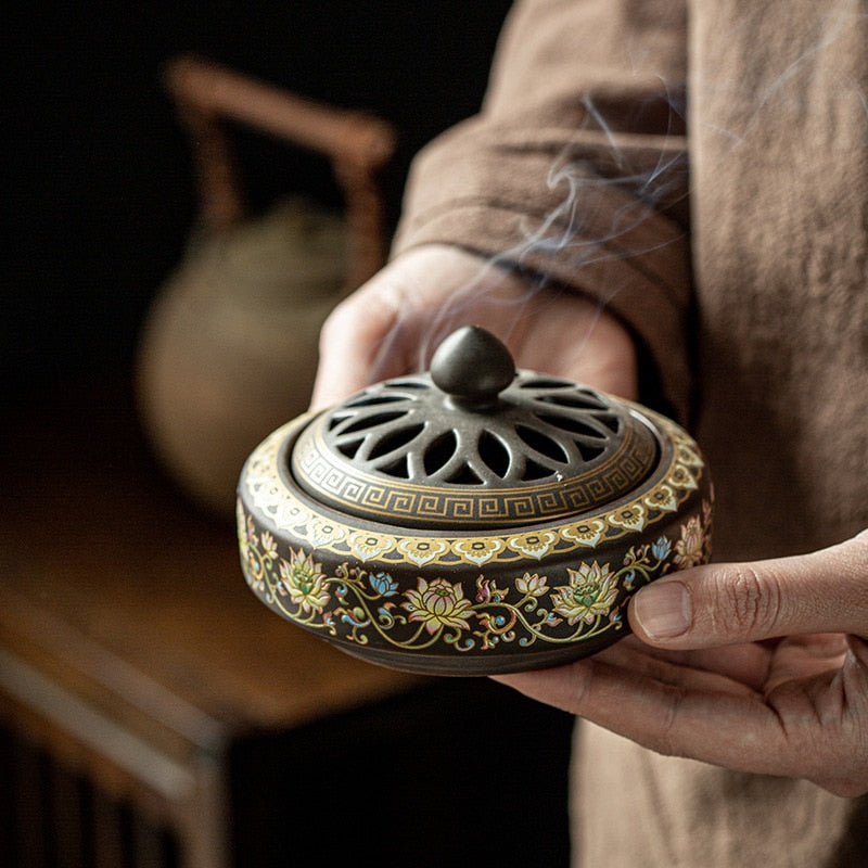 Ceramic Incense Burner Holder Coil Cones Stick Incense Home Decor Tearoom Yoga Room Desktop Ornaments 8 Styles