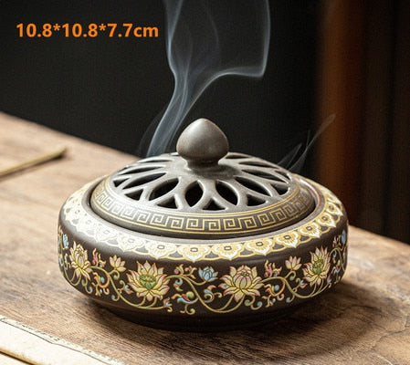 Ceramic Incense Burner Holder Coil Cones Stick Incense Home Decor Tearoom Yoga Room Desktop Ornaments 8 Styles
