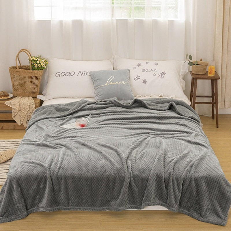 Nordic Throw Blanket For Bed Fluffy Plaid Blankets On The Sofa Solid Color Bedspreads Decorative King Size Coral Fleece Blankets