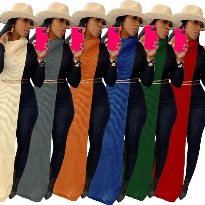 HAOYUAN Sexy Knitted Side Split Sweater Sleeveless Spring Y2k Outfits Birthday Party Long Maxi Dresses
