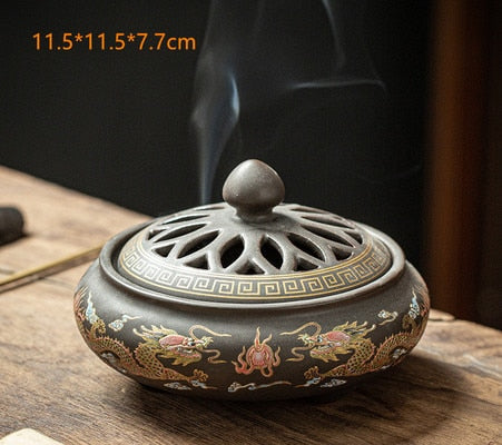 Ceramic Incense Burner Holder Coil Cones Stick Incense Home Decor Tearoom Yoga Room Desktop Ornaments 8 Styles