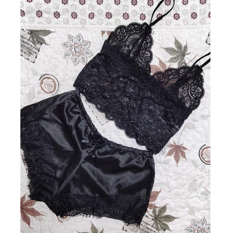 1 Set Fashion Lace Nachtkleding Lingerie Tops Shorts Set Babydoll Pajama Sports Ondergoed Nachtkleding Clothes