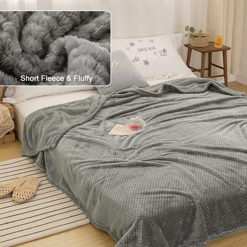 Nordic Throw Blanket For Bed Fluffy Plaid Blankets On The Sofa Solid Color Bedspreads Decorative King Size Coral Fleece Blankets