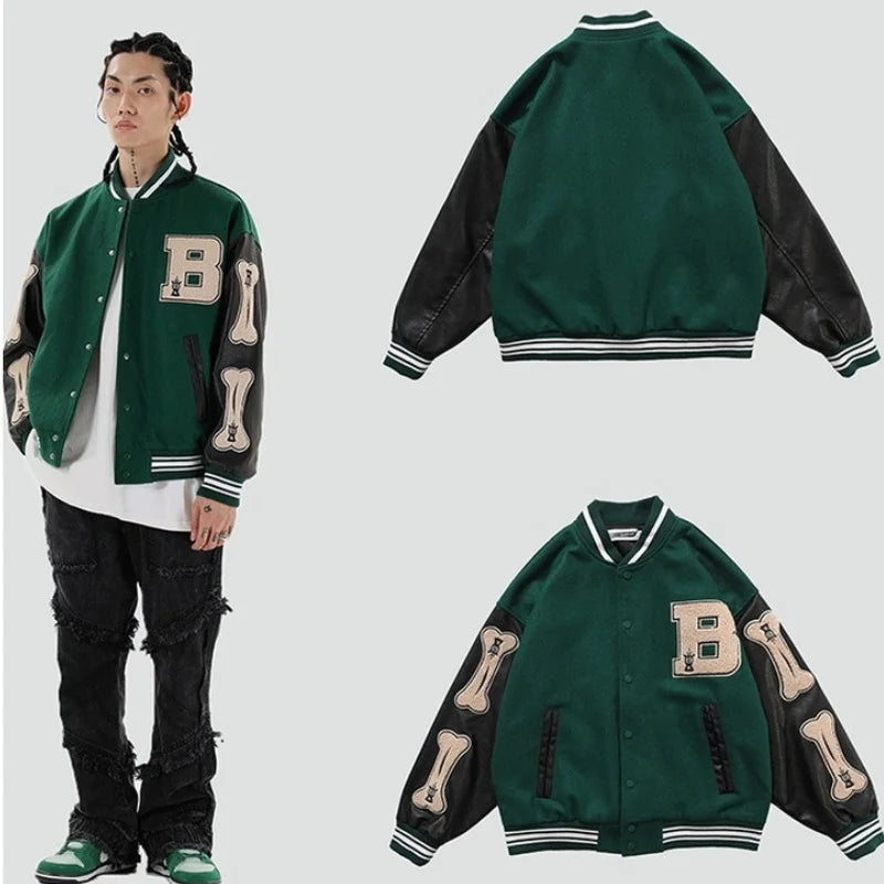 Winter Jacket Varsity Bomber Coat Baseball Bone Jackets New College Fleece Coats - Clothes for Teenagers