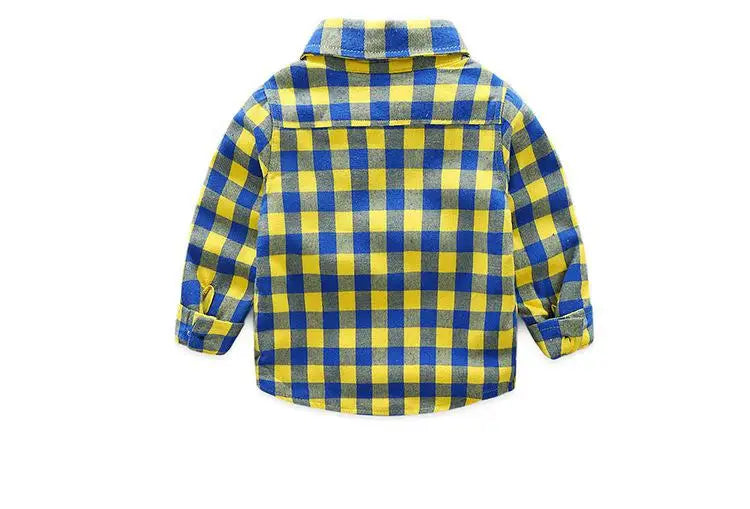 Winter Baby Plaid Shirts Kids Long Sleeve Cotton Thick Velvet Infant Casual Shirts