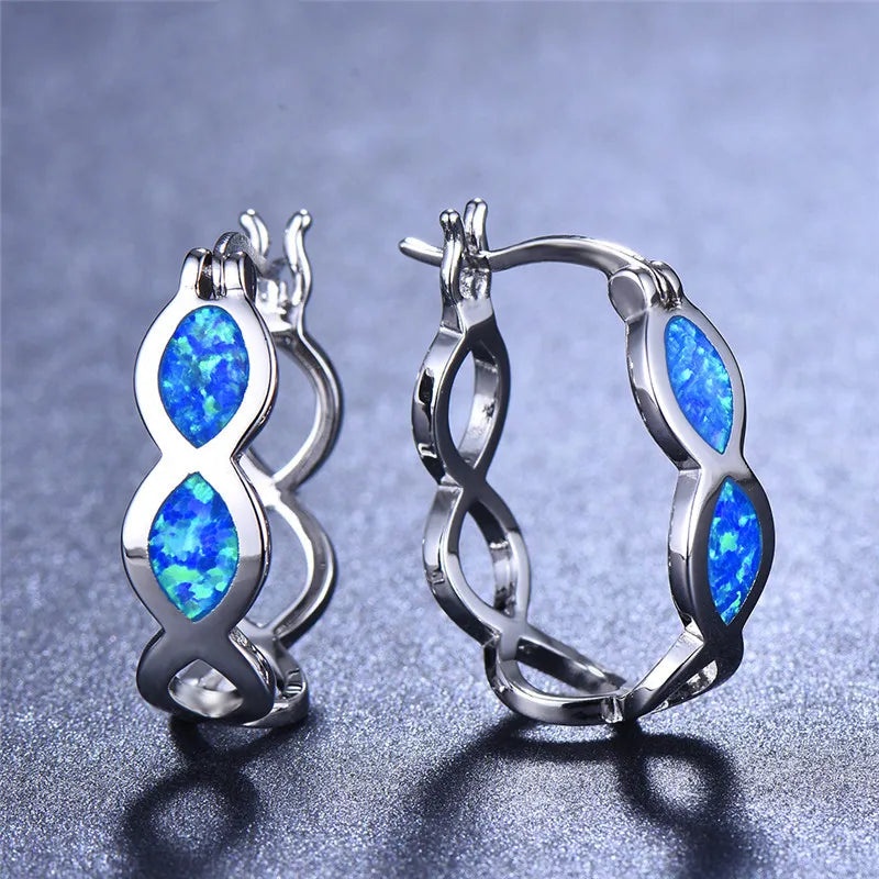 Infinity Hoop Big Wave Earrings - Imitation Opal Earrings Jewelry Wedding Accessories