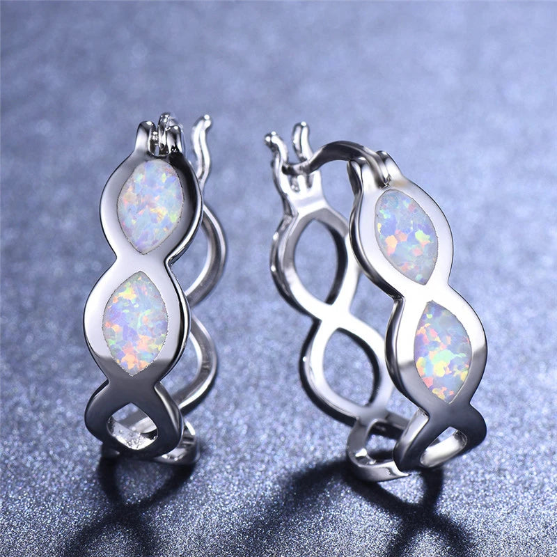 Infinity Hoop Big Wave Earrings - Imitation Opal Earrings Jewelry Wedding Accessories